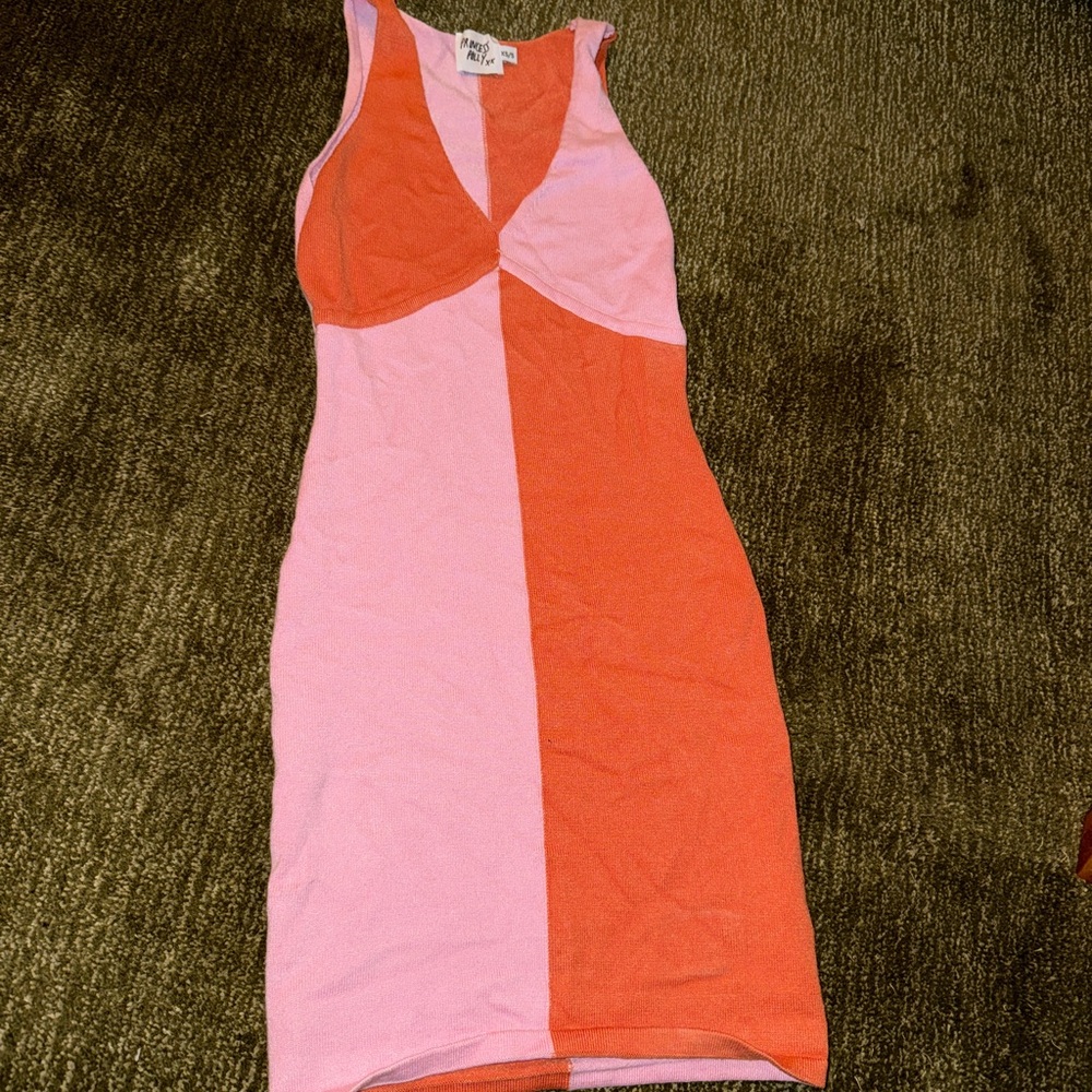 Princess Polly Pink & Coral Colorblock Tank Dress